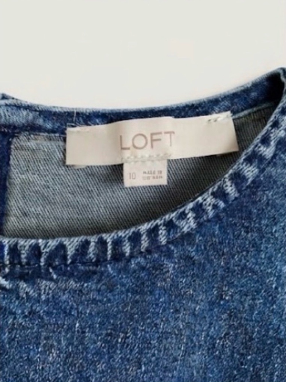 LOFT Sleeveless Denim Sheath Dress | Size 10 - Picture 4 of 5